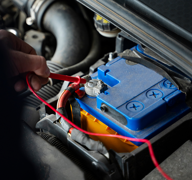 A car battery being tested